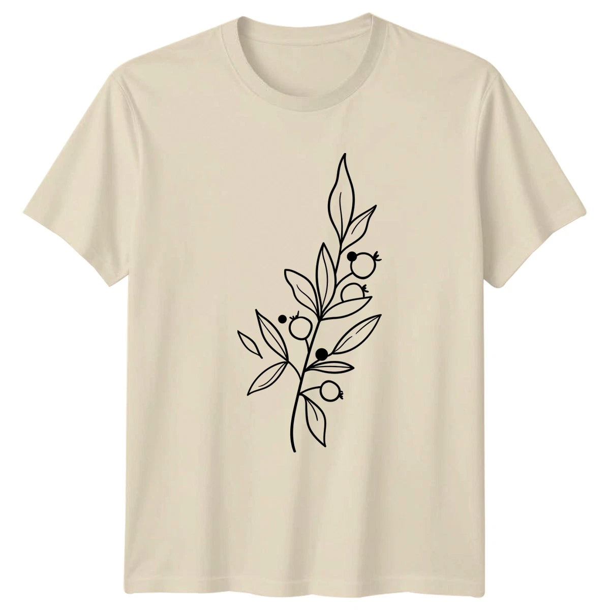 Minimalist Botanical Berry Branch Leaves T-Shirt Foliage Nature Birthday Gift