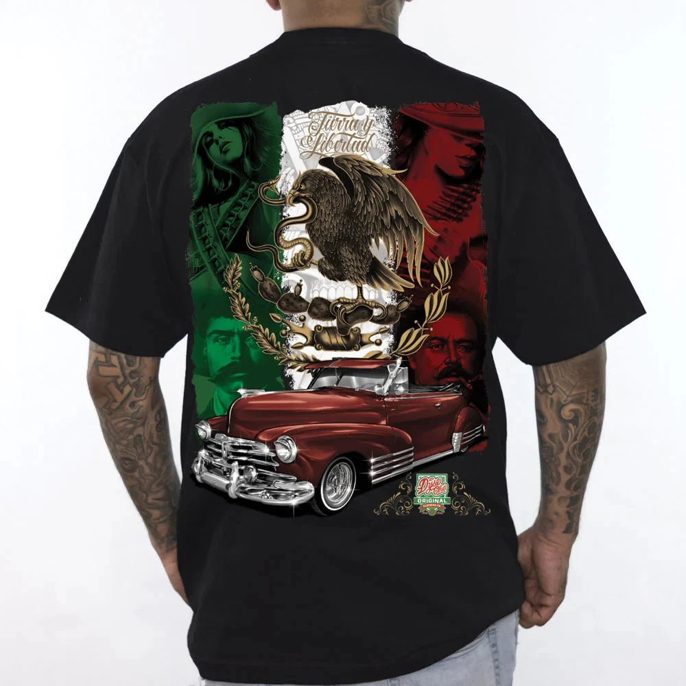 Tierra Y Libertad Men's Shirt Dyse One Chicano Tattoo Art Mexican Flag Lowrider