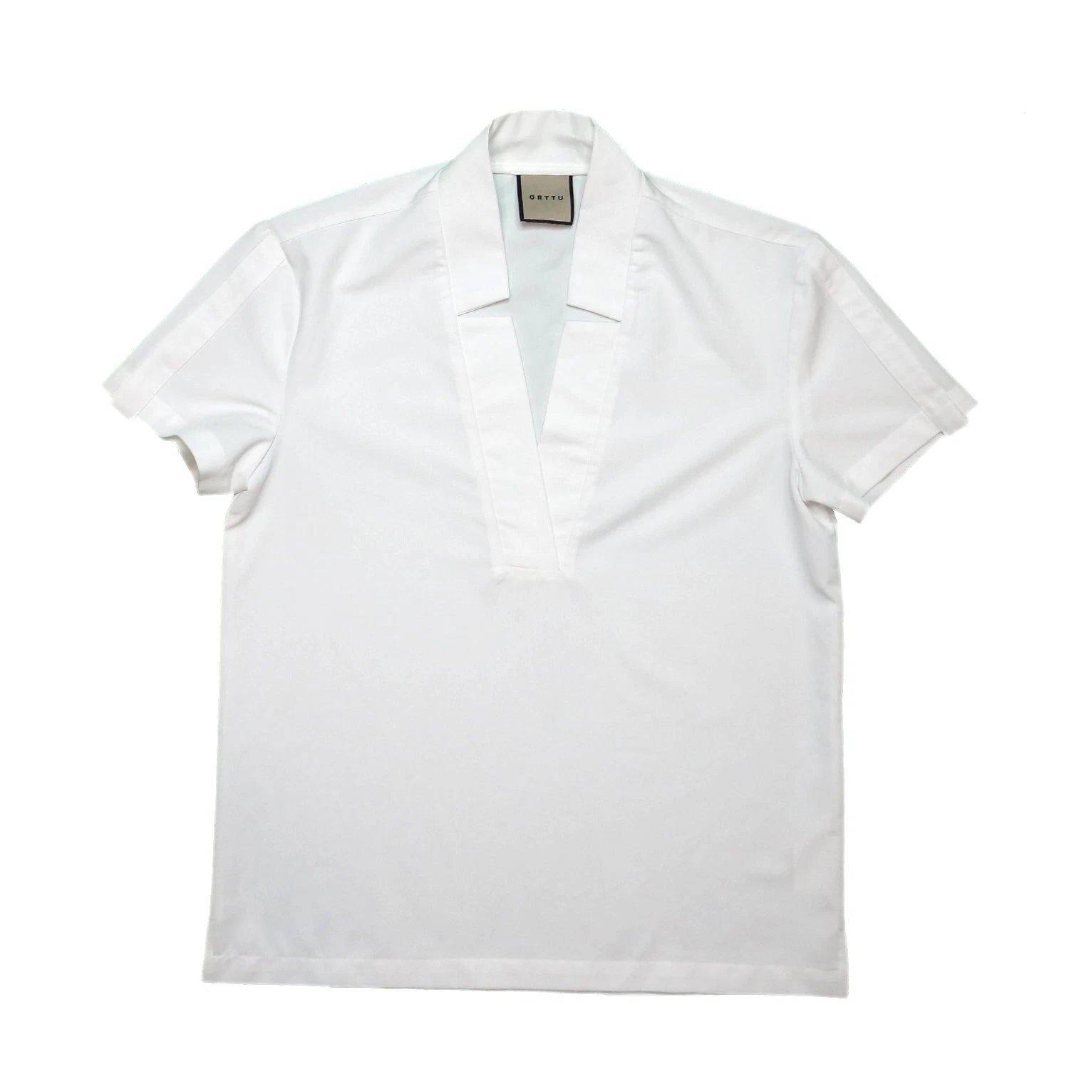 ORTTU Star Neck Shirt  White Short Sleeve Avant Garde Minimalist Top  Size M