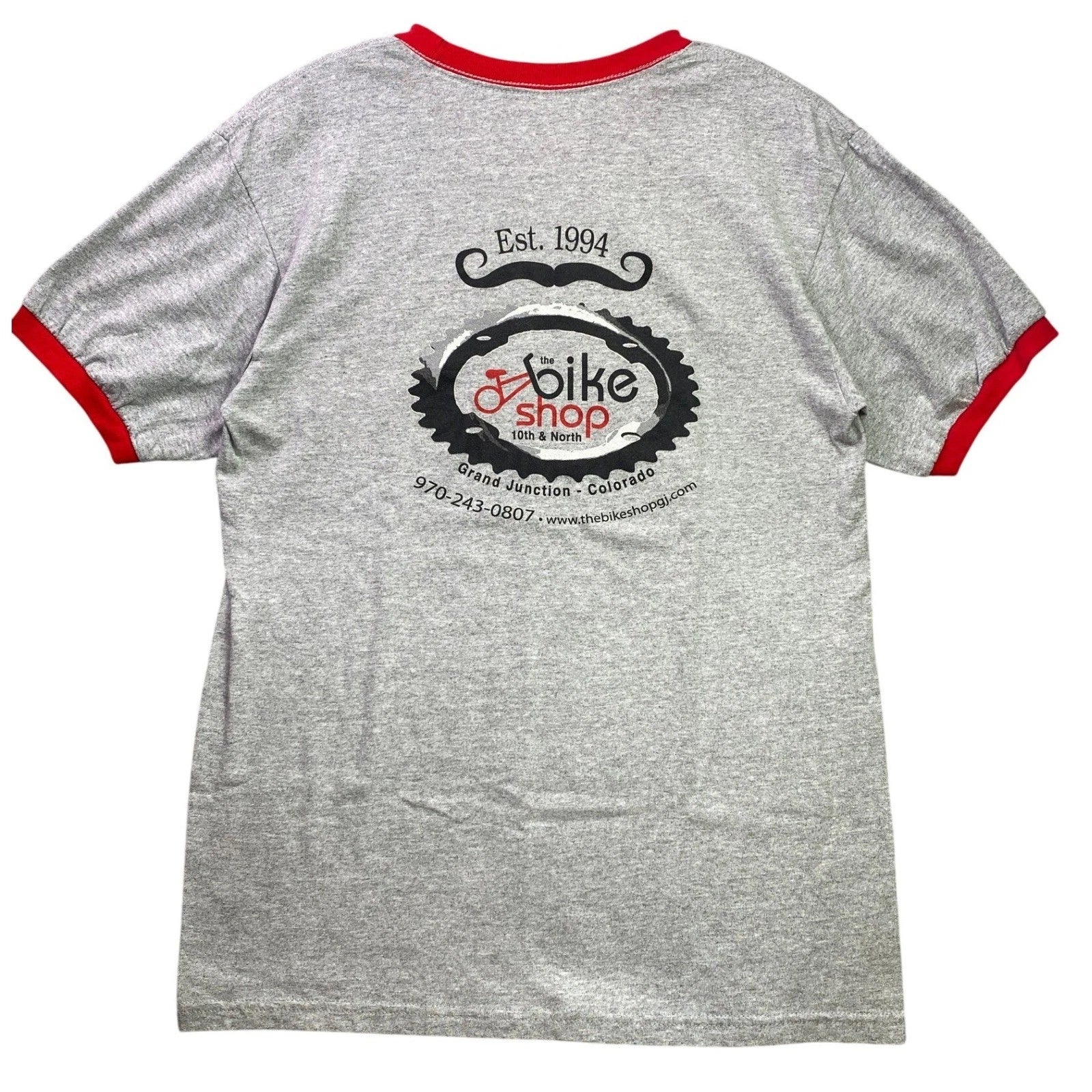 Vintage Bike Shop Shirt Mens Medium Y2K Ringer Spell Out Everyday Streetwear