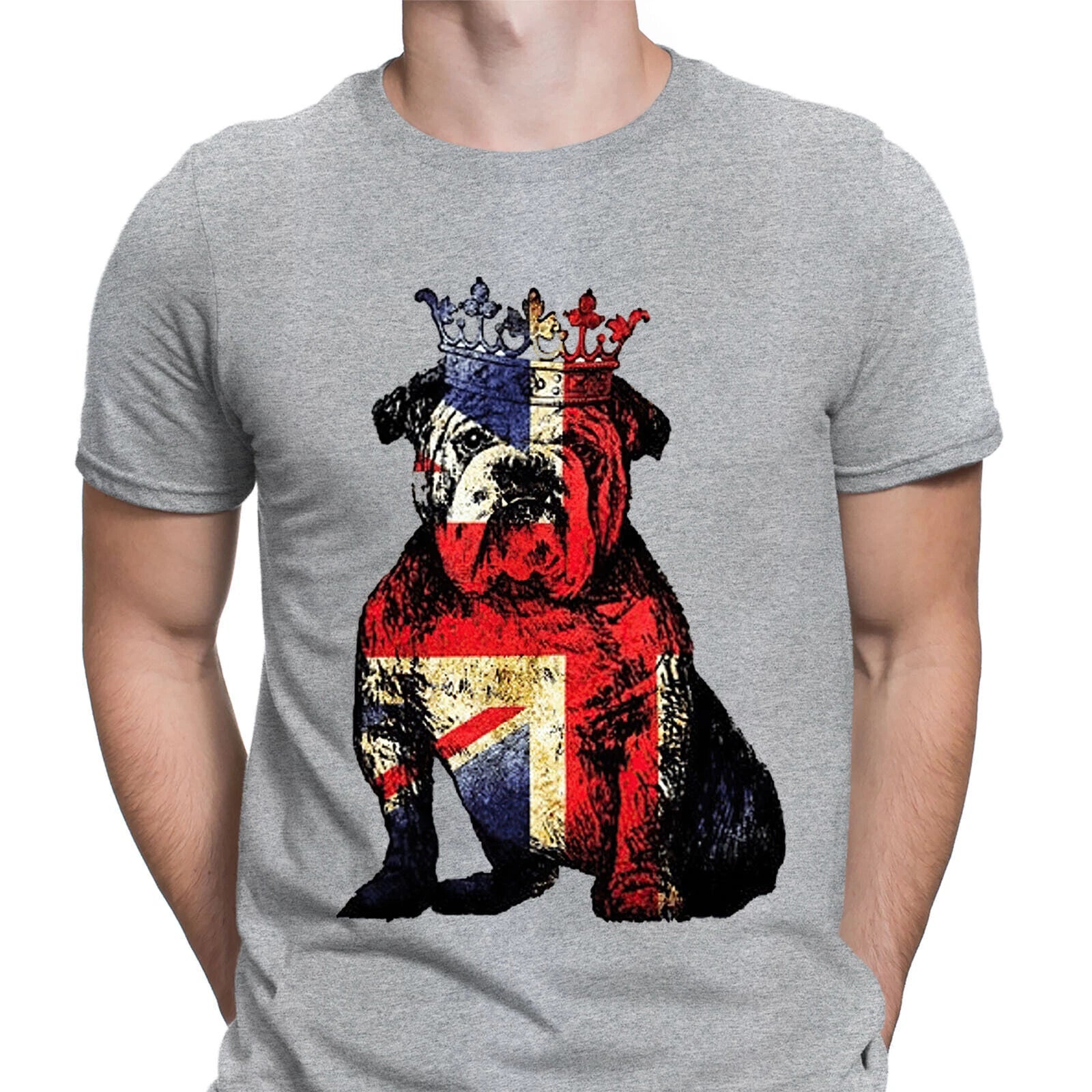 Dog Union Jack Flag British Crown Cool Gift Mens T-Shirts Tee Top #DNE
