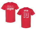 USA Men's Basketball Jayson Tatum #10 Front & Back Men's  RED Tee Shirt 393