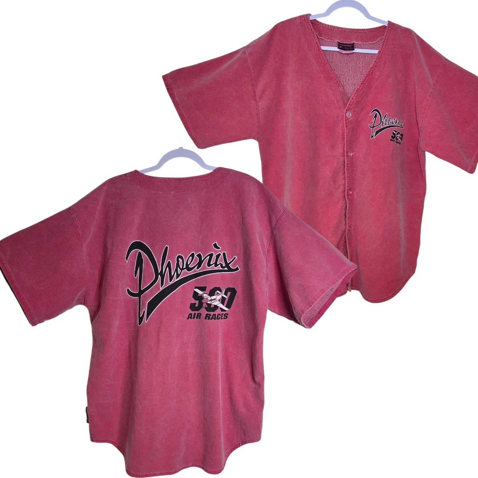 Vtg 90s Phoenix 500 Air Race Jersey XL Cottontops USA Cotton Lined Baseball