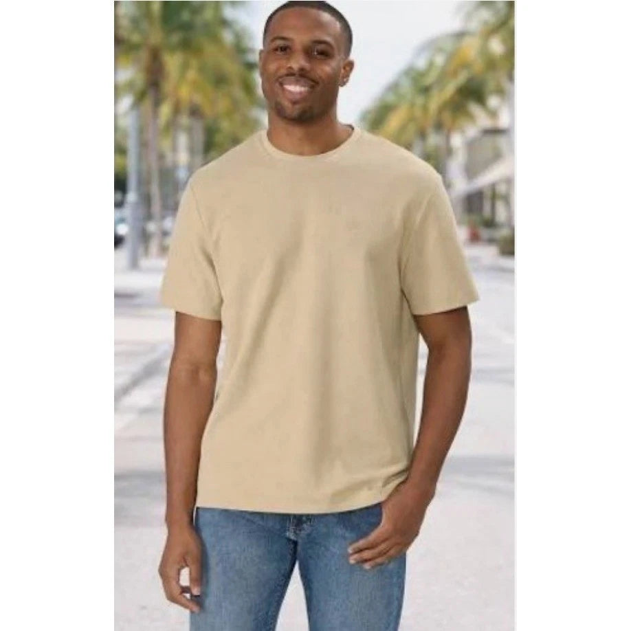 NWT Calvin Klein Mens Refined Knit Crewneck T-Shirt Irish Cream Beige 40EO247 M