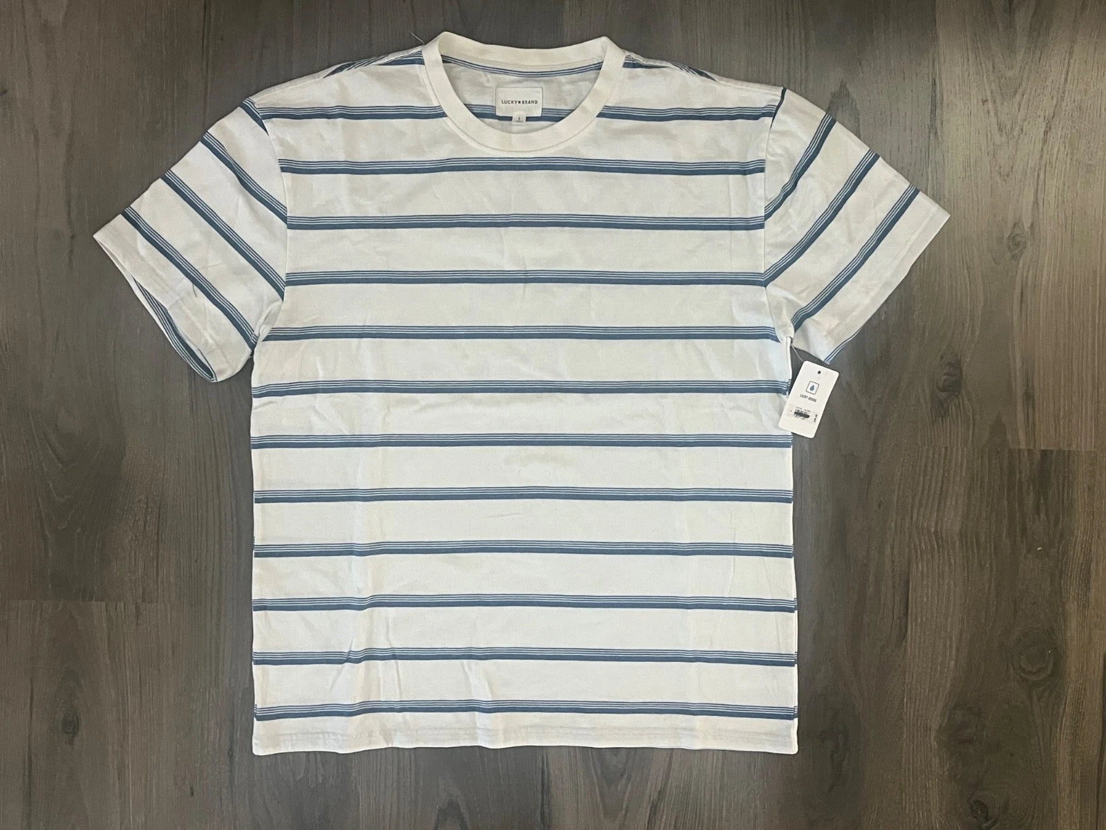 Lucky Brand Men's Striped T-Shirt L NWT Short Sleeve Indigo