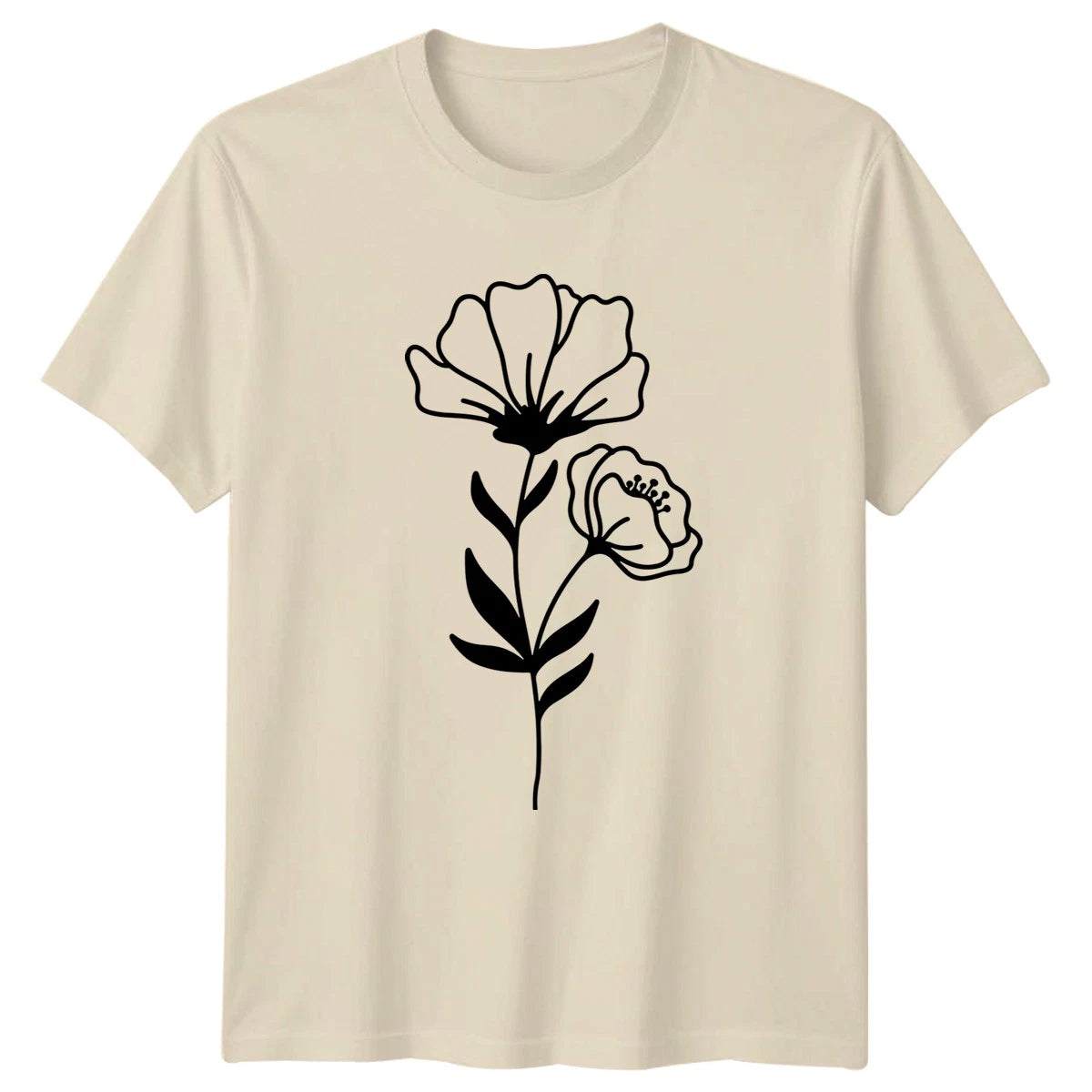 Minimalist Line Art Botanical Flower T-Shirt Floral Art Nature Birthday Gift