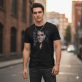 Elvis Presley Portrait Graphic T-Shirt Black Rock n Roll Icon Tee - T153