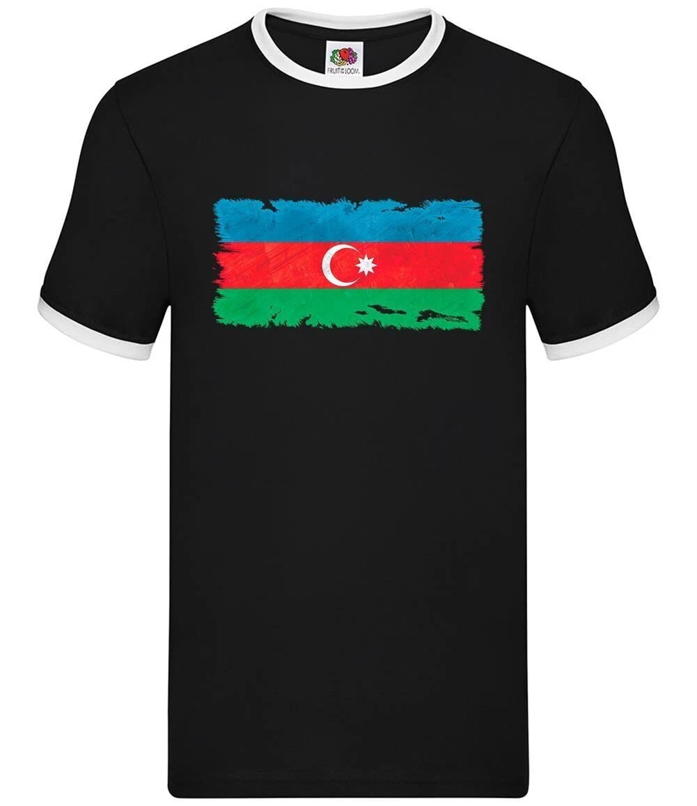 Azerbaijan Grunge Flag - Mens Ringer - Azerbaijani Country Baku Flags