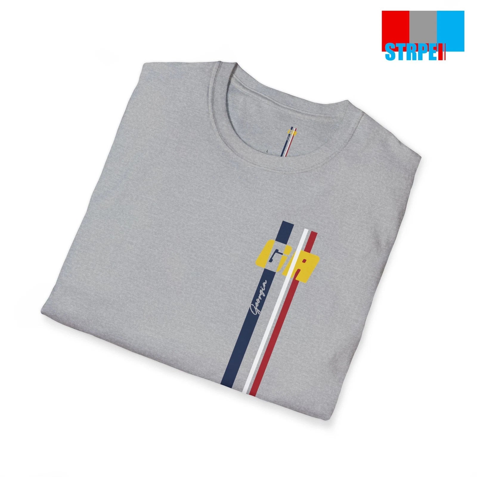 Georgia State Flag Minimalist Stripes Monogram Tee Shirt | Men Women Unisex Gift