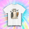 Cute Ghost Cat Coffee Shirt | Halloween Fall Pumpkin Spice Latte Aesthetic Tee