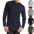 Mens Long Sleeve T Shirt Poly Cotton Plain Crew Neck Tee Casual Regular Top UK