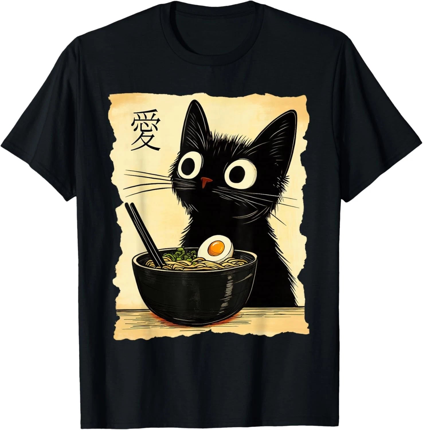 Funny Cat Ramen Graphic Tee Japanese Kawaii Anime Cat Gift Unisex T-Shirt