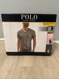 Polo Ralph Lauren Large Men 3-Pack V-Neck T-Shirt Pink Blue Gray Classic New NWT