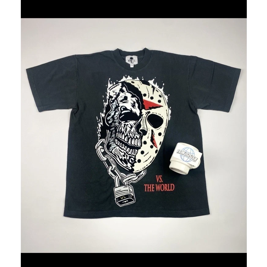 Warren Lotus Men's Black  Jason Skull Graphic Print T-Shirt Size S