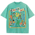 Happy Playing Children Pattern Retro T-Shirt Men Summer Soft Clothing Trendy Cre