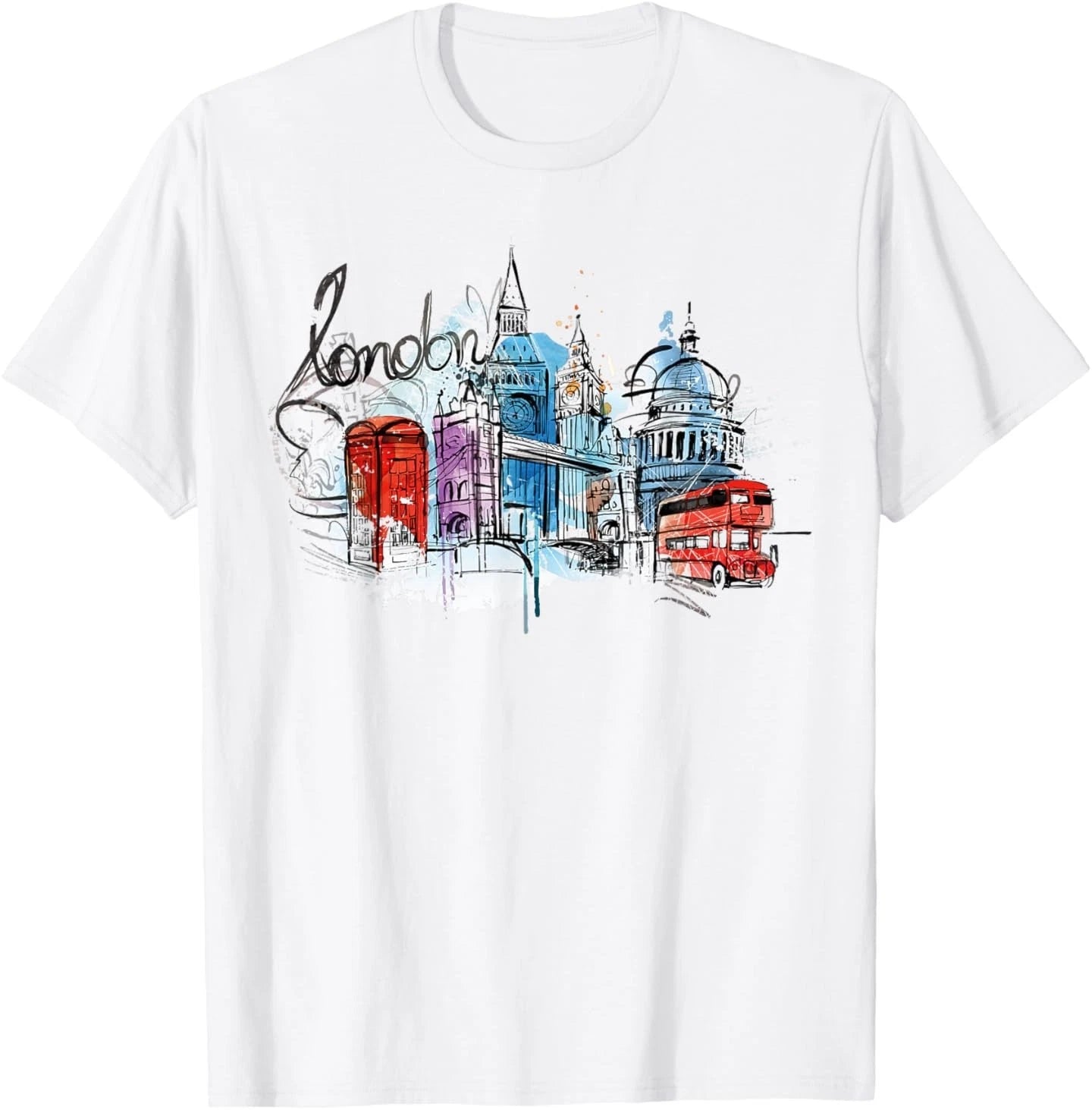 Cool Abstract London Splash Colors, London Graphic Design T-Shirt