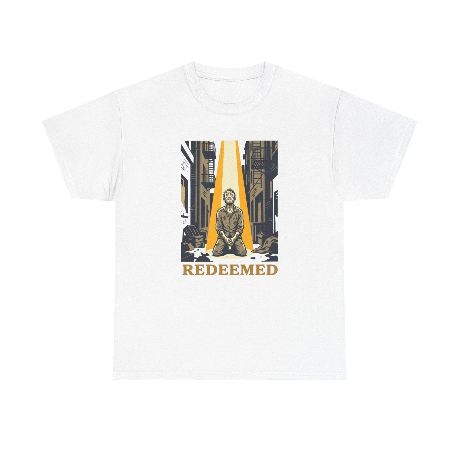 Redeemed Illustration Tee | Urban Alley Scene, Sunbeams