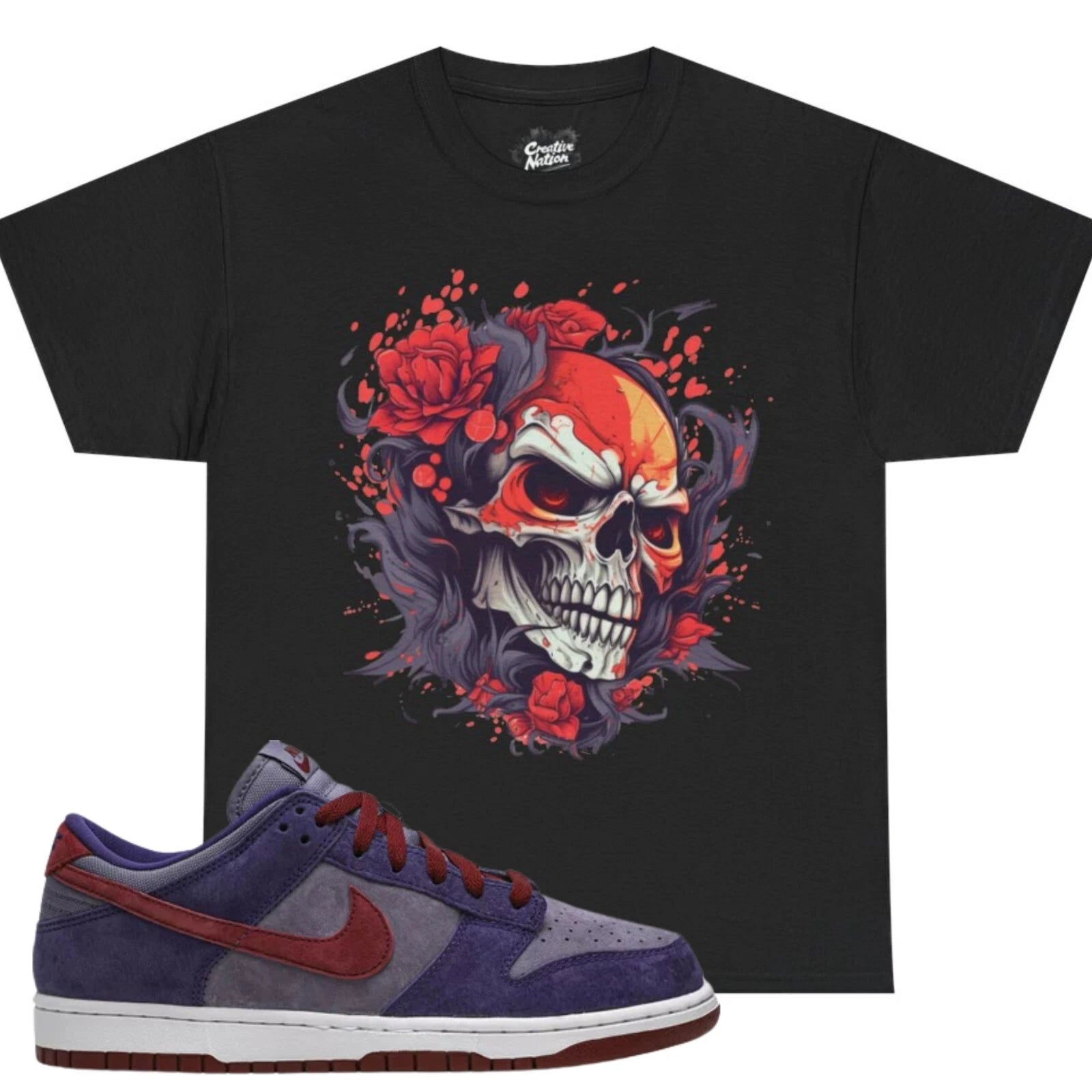Shirt To Match Dunk Low Plum Unisex Tee Sneaker Shirt Gift For Him Skull Shirt