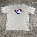 Champion Shirt Mens 2XL Grey Graphic Big Logo Short Sleeve Tee Streetwear Y2k