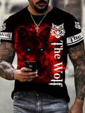 T Shirts Black Red Wolf Graphic Print Fashion Novelty Trendy Streetwear Mens Tee