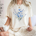 Pastel Blue Floral Bouquet Nature Aesthetic Vintage T shirt