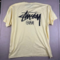 Stussy Guam Shirt Mens 2XL Yellow Logo Streetwear Skate Surf Graphic Tee