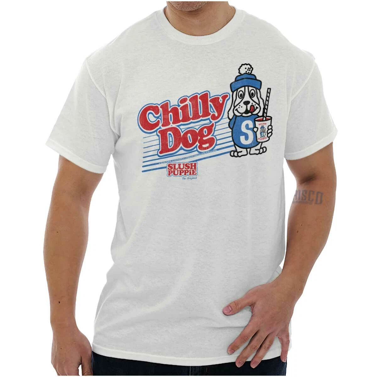 Chilly Dog Slush Puppie Novelty Cartoon Logo Adult Short Sleeve Crewneck Tee