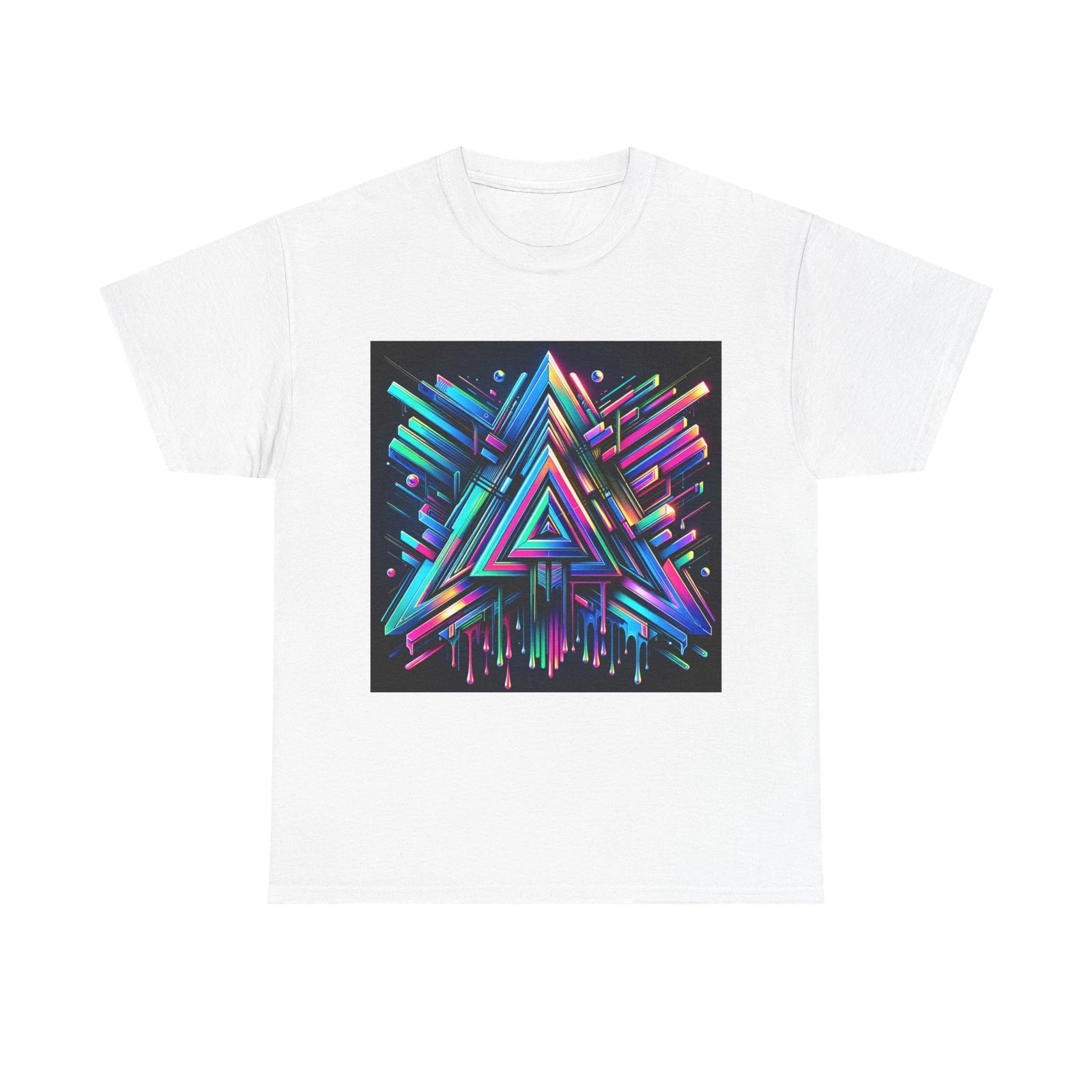Unisex Adult T Shirt Neon Triangle Art Chrome Gradient Modern