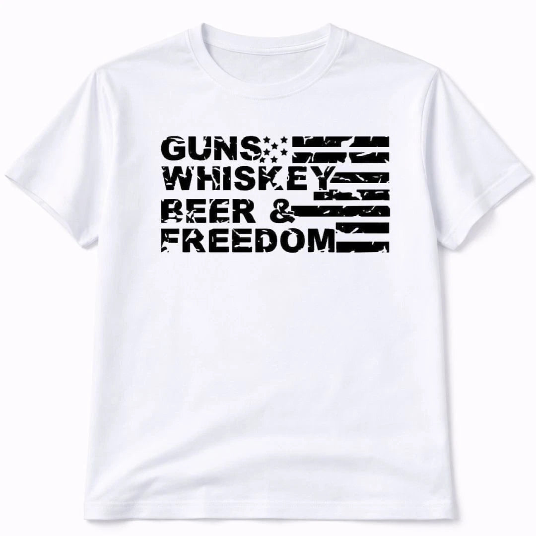 Whiskey Freedom Graphic T Shirt Trendy Boutique Style Tee Mens Gifts White