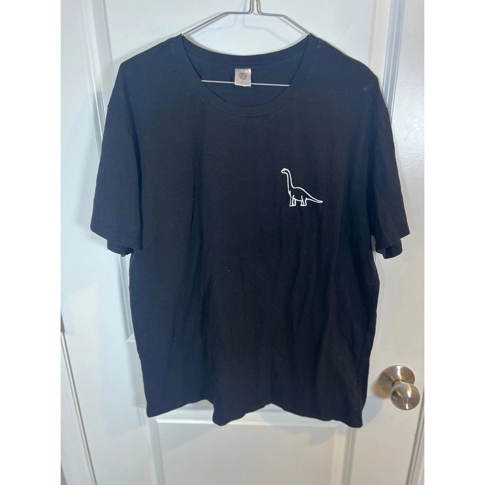 YesStyle Mens T-Shirt Embroidered Dinosaur Black XXL