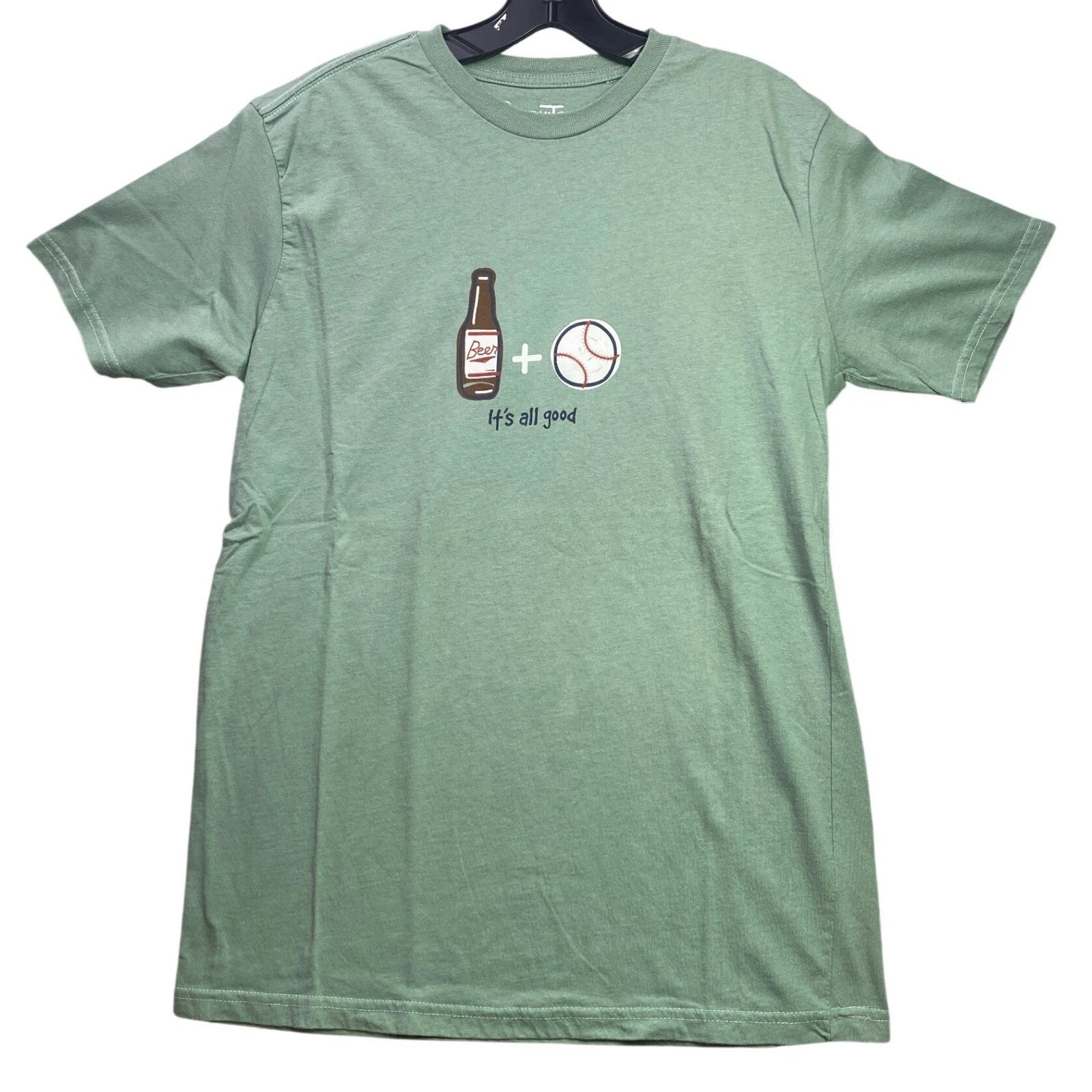 Positivitees Shirt Mens Medium Beer Baseball Minimalist Everyday Streetwear