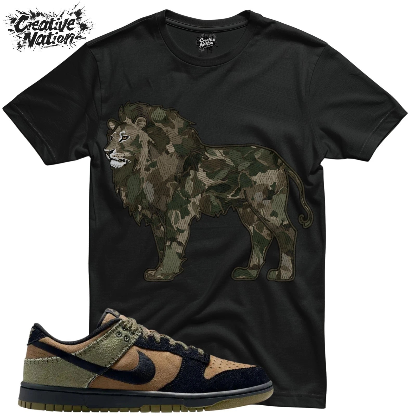 Shirt To Match Dunk Low Retro Camo Olive Unisex Tee Sneaker Shirt Lion Shirt