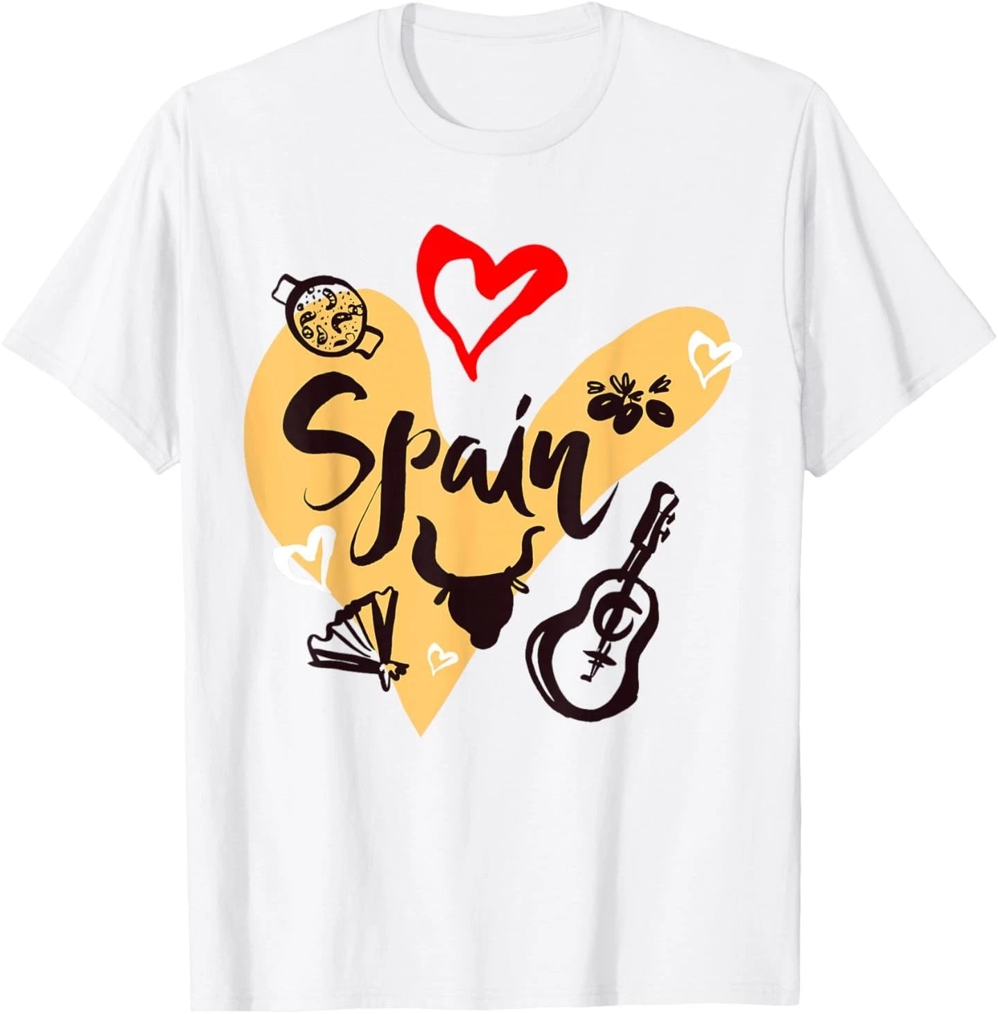 I Love Spain, Cool Spain Doodles Illustration Graphic Design T-Shirt