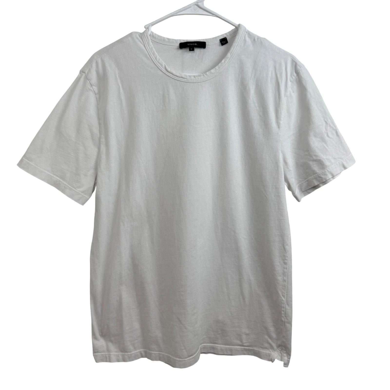 Vince Men's White Crewneck T-Shirt Medium 100% Cotton Made in USA Minimalist