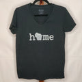 Gildan men's size S(34-36) t-shirt black color v-neck short sleeves "Home" logo