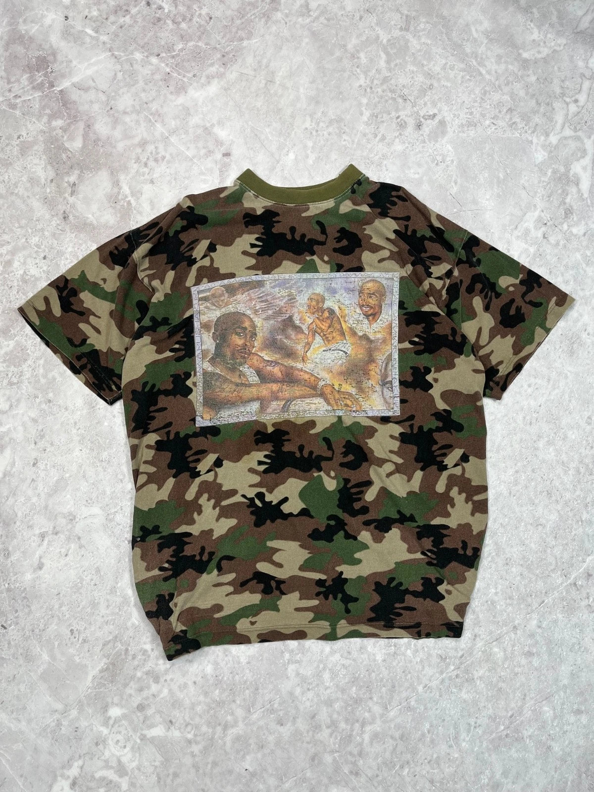 Vintage Tupac Shakur 2Pac Camo T-Shirt Rap Tee 90s Streetwear Rare Graphic