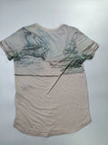 KOAJ Trendy Nautical Graphic T-Shirt Men's Small Beige Sailing Ship Sea Print