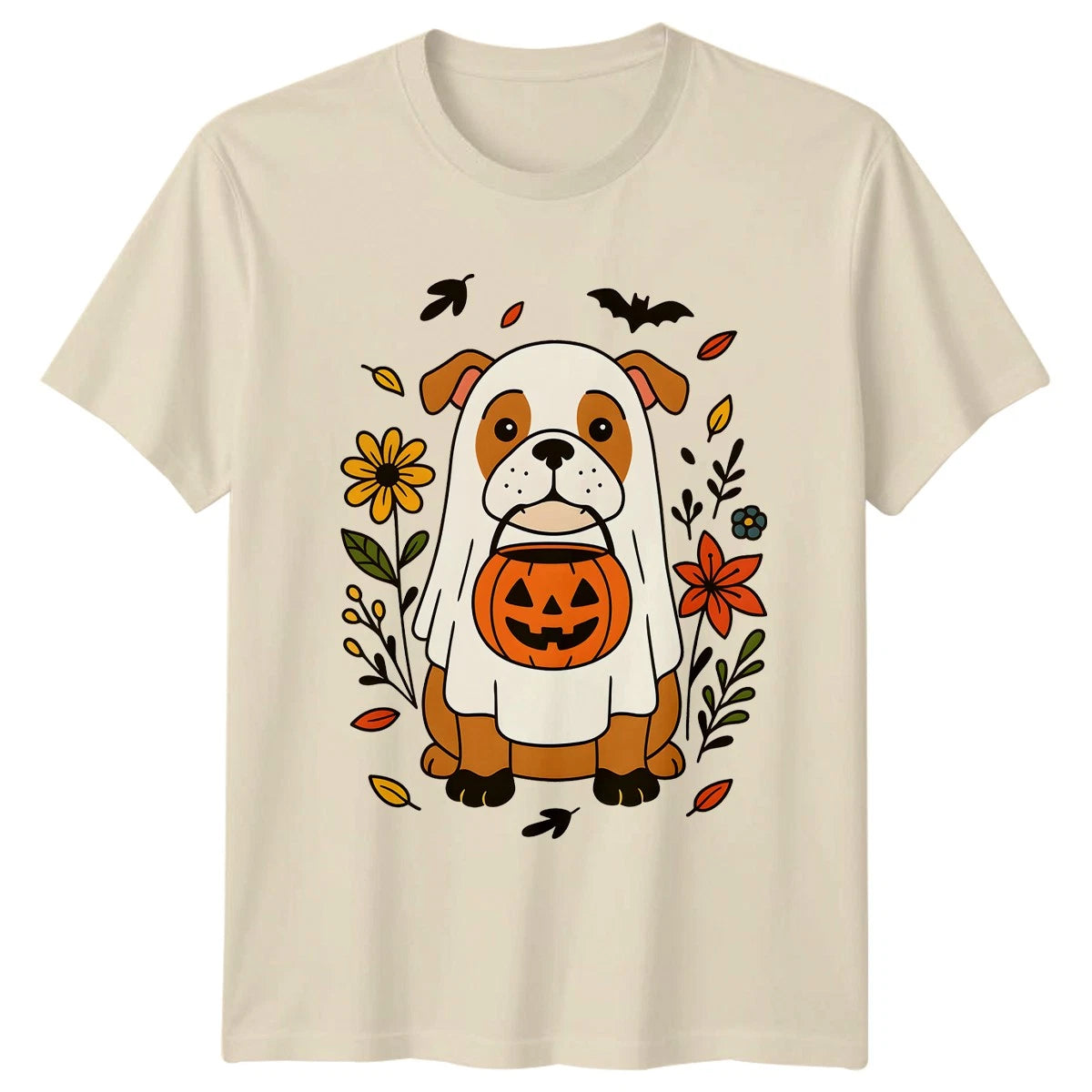 Cute Ghost Dog Womens T-Shirt Ghost Dog Halloween Halloween Gift For Her