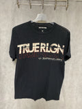 NWOT True Religion Shirt Men L Black Spell Out Retro Tee Grunge Cyber  Y2K VTG