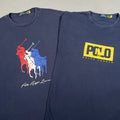 Polo Ralph Lauren T Shirt Mens 2XB Blue Lot of 2 Stampede Big Pony Logo Graphic