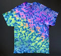 *New* 2XL - Sm Handmade Tie Dye, Rainbow Blue Cruncht Crinkle, Crew or V-Neck