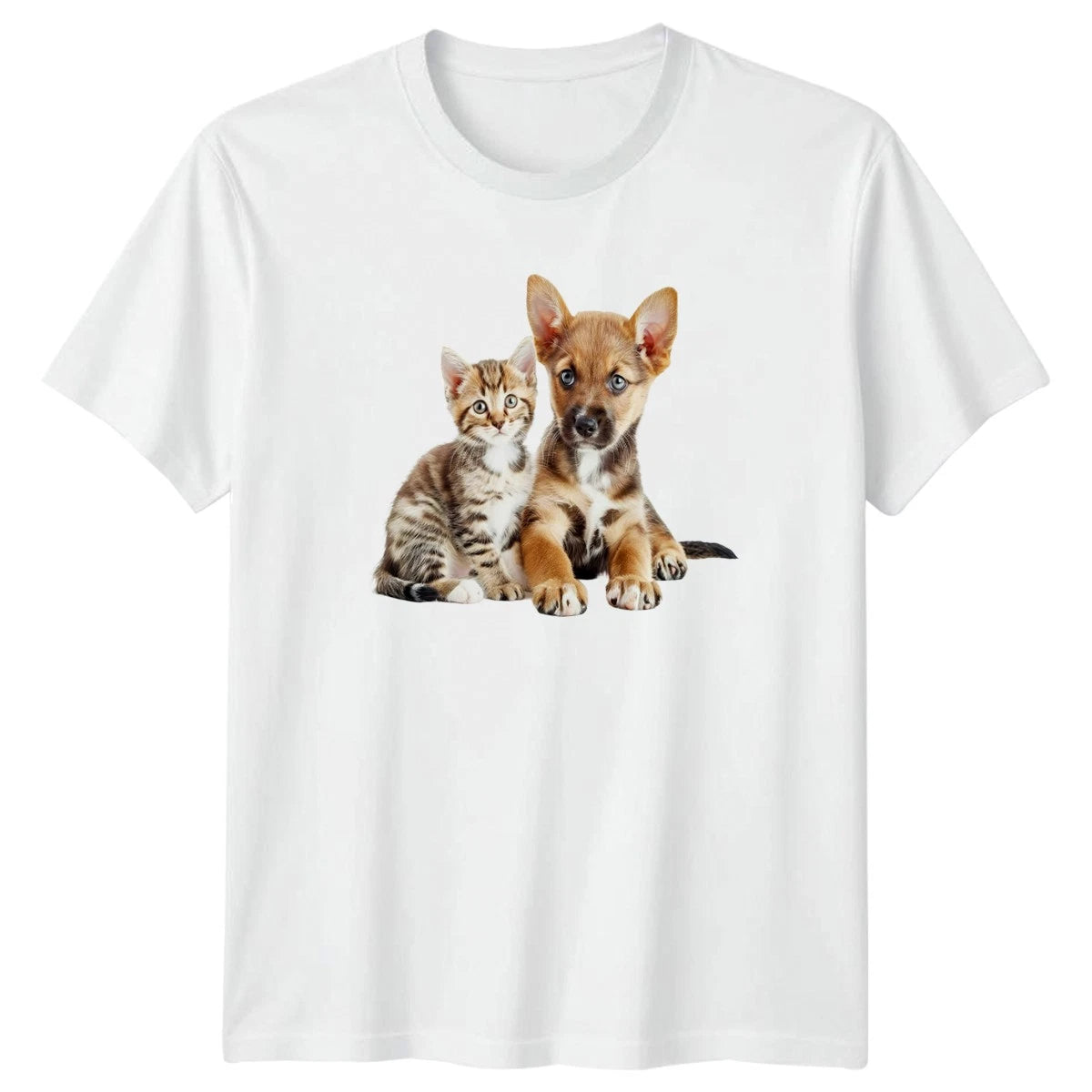 Cute Puppy And Kitten Peeking T-Shirt Kittens Puppies Pets Gift For Him And Her