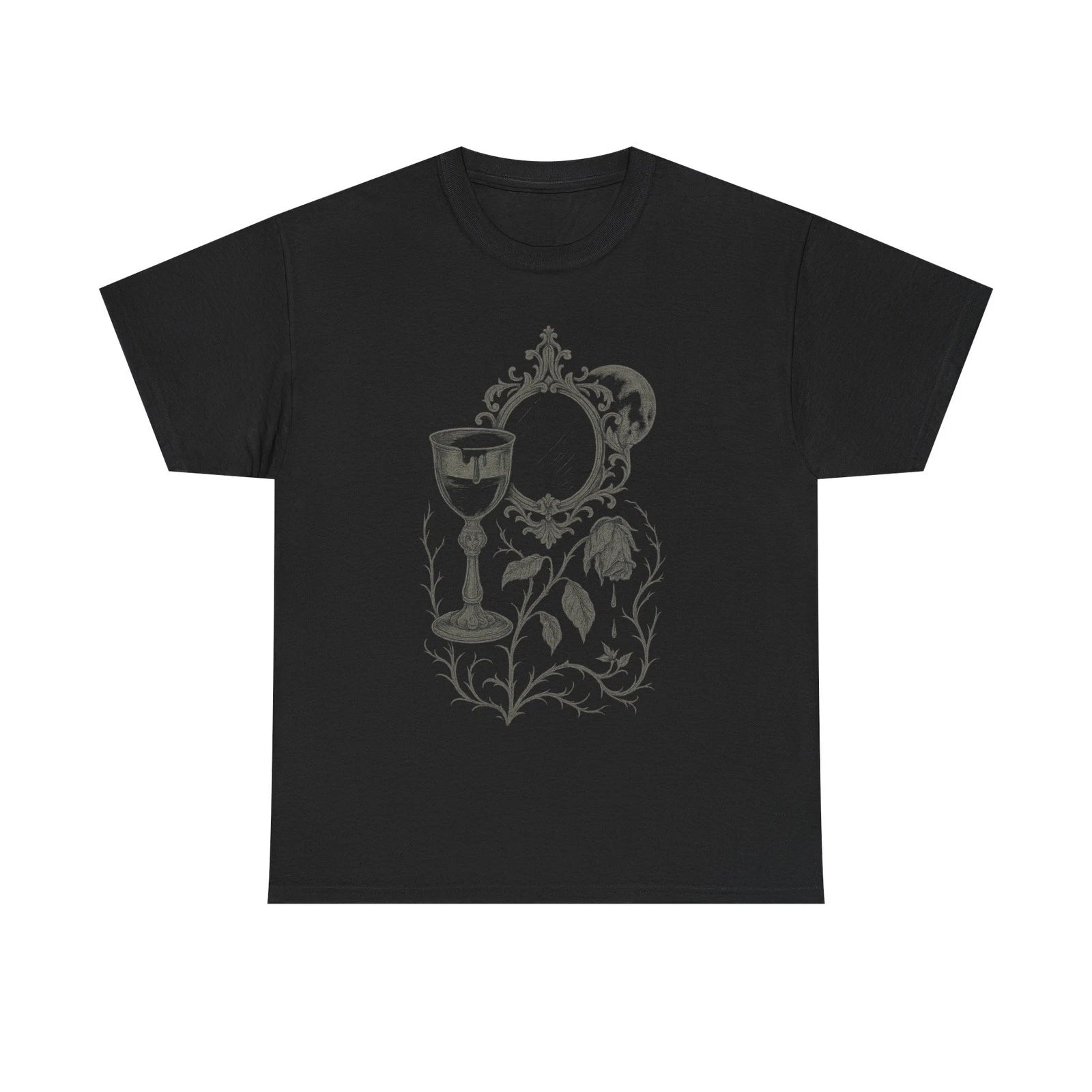 Gothic Floral Tee, Unisex Graphic T-Shirt, Vintage Aesthetic Clothing