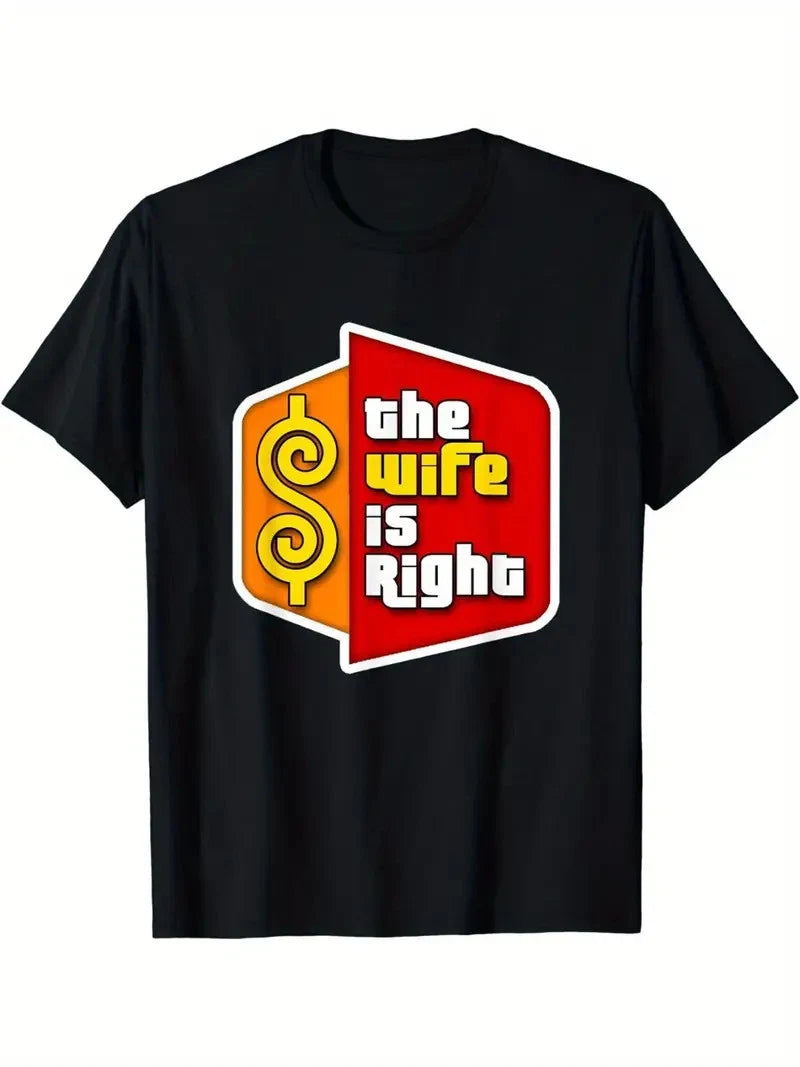 The Wife Is Right" Men's Cotton T-Shirt - Comfortable & Stylish, Short Sleeve, C