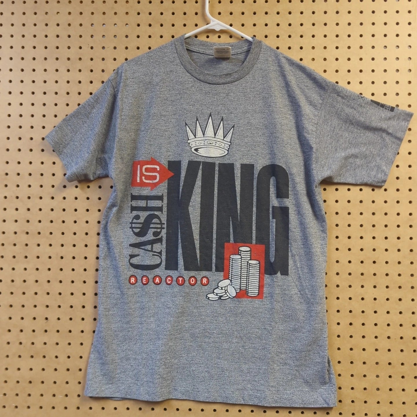 Vintage Reactor Artwear T Shirt, Mens XL, Cash Is King, Gray, Made In Canada