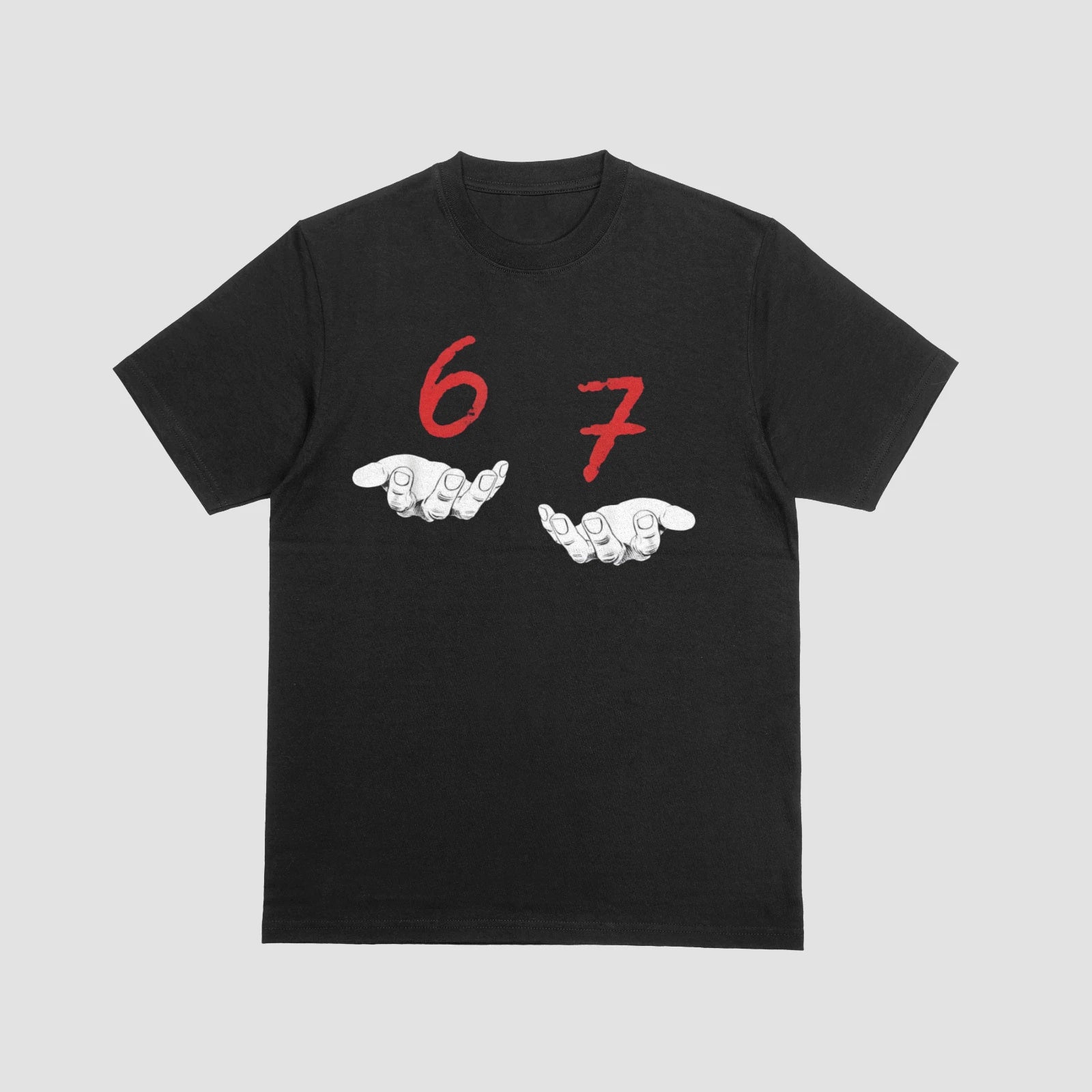 67 Hands Meme Shirt Minimalist Funny Number Graphic T-Shirt