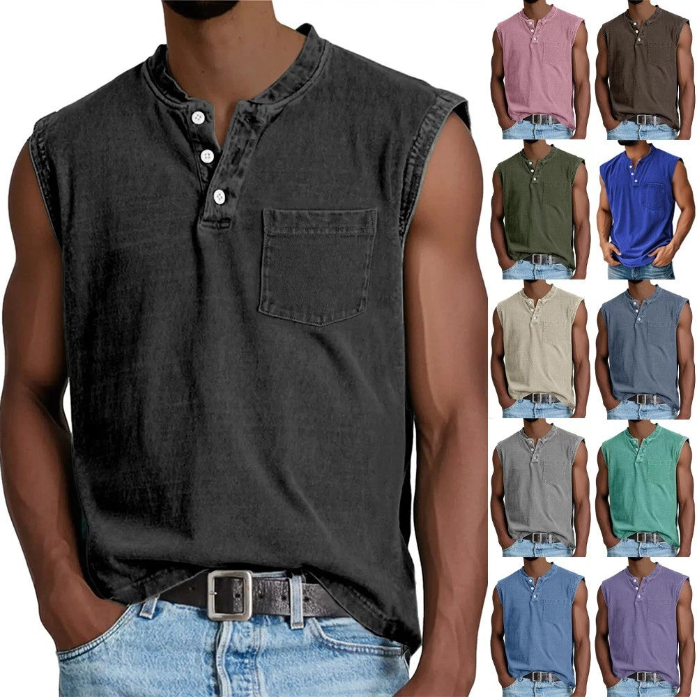 Mens Tank Tops Muscle Sleeveless Cotton T-Shirts Summer Fitness Tees