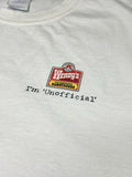 RARE Wendy's “I’m Unofficial” T-Shirt Men L Graphic Tee White Gildan *stains