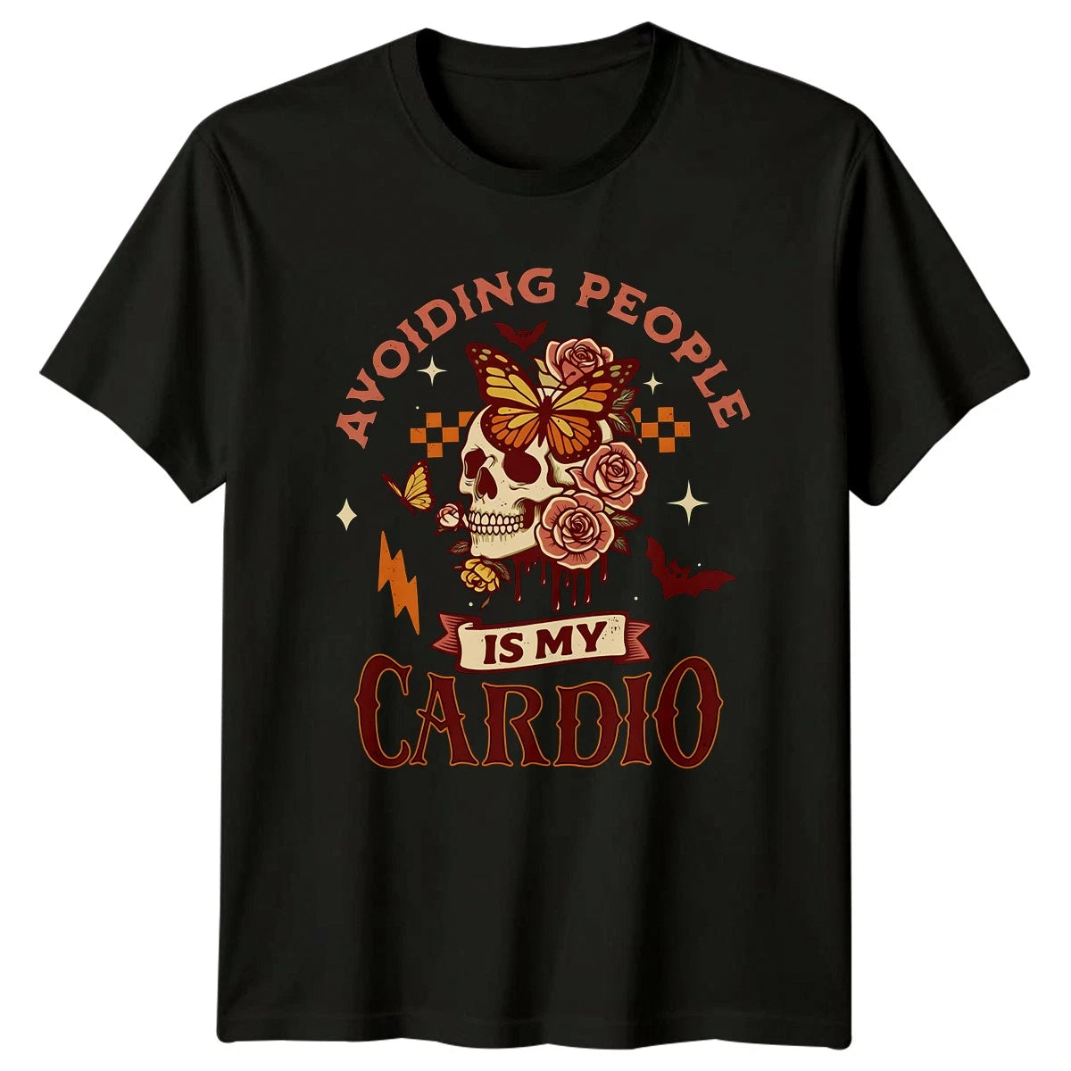 Avoiding People Is My Cardio T-Shirt Dark Aesthetic Gift For Him And Her