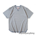 Summer Men's Sailor's Striped Shirt V-Neck T-shirt Vintage Casual Top Blue Tee